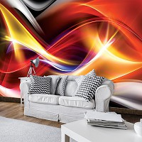 Флізелінові фотошпалери для зали фото 254x184 см Кольорові абстрактні хвилі (424V4)+клей - вид 8 мініатюра