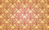Винтажные флизелиновые фотообои 416x254 см Красный орнамент на желтом фоне (516VEXXXL)+клей