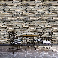 Флизелиновые 3д фотообои для гостиной комнаты фото 416x254 см Стена из серого плоского камня (521VEXXXL)+клей