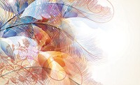 Дизайн маленькой гостиной с флизелиновыми фотообоями 368x254 см Перья на светлом фоне (553V8)+клей