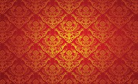 Флизелиновые фотообои абстракция 416x254 см Желтый орнамент на красном фоне (561VEXXXL)+клей