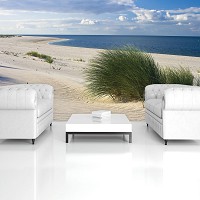 Лето пляж флизелиновые фотообои 3д Берег моря 254x184 см Зеленый куст на песке (655V4)+клей - вид 8 миниатюра