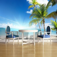 Красивая природа флизелиновые фотообои море океан 312x219 см 3Д Солнечный пляж и пальмы (735VEXXL)+клей