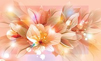 Красивые флизелиновые фотообои абстракция 254x184 см Светло-оранжевые цветы и пузырьки (764V4)+клей
