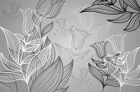 Флизелиновые фотообои в зал Цветы 312x219 см Серые тюльпаны (8-009VEXXL)+клей