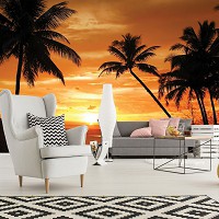 Флізелінові фотошпалери морська тематика 312x219 см Помаранчевий захід сонця на морському пляжі (888VEXXL)+клей - вид 6 мініатюра