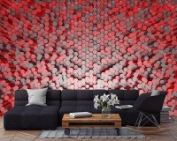 Фотообои флизелиновые 3D фигуры 368х254 см Wizard+Genius Красные шестигранники (5020-4V-1)+клей