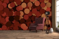 Фотообои флизелиновые 3D фигуры 368х254 см Wizard+Genius Красные круги (5174-4V-1)+клей