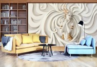 Флізелінові фото шпалери 3д Барельєф 416x254 см Скульптура дівчини з золотими прикрасами (3043VEXXXL)+клей - вид 9 мініатюра