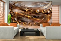 Фотошпалери 368 x 254 см Кулі у просторі на коричневий фон (3252P8)+клей