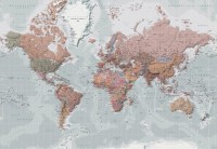 Фотообои флизелиновые 368x254 см Карта мира (33223V8)+клей