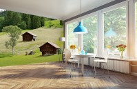 Фотообои 3D природа 368х254 см Wizard+Genius Домики в лесу (5185-4P-1)+клей