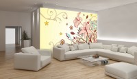 Флизелиновые фотообои 254x184 см Арт и цветы на желтом фоне (038V4)+клей