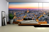 Флизелиновые фотообои в спальню 368x254 см Город Париж с высоты птичьего полета (1908V8)+клей