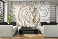 Флизелиновые фото обои 3д Барельеф 416x254 см Скульптура девушки с золотыми украшениями (3043VEXXXL)+клей