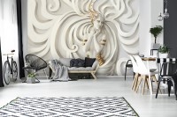 Флизелиновые фотообои с девушками 3д Барельеф 368х254 см Скульптура с золотыми украшениями (3043V8)+клей