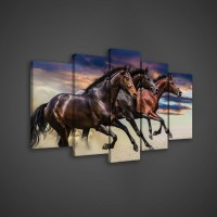 Модульна картина на полотні 2x20x40 см, 2x20x50 см, 1x20x60 см Три коня (PS496S17)