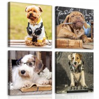 Модульна картина на полотні 4x25x25 см Чотири собаки (PS10809S20)
