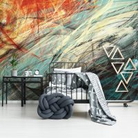 Флизелиновые фотообои на стену 368x280 см Абстракция резкие разноцветные мазки краски (10004V10) +клей