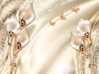 Фотообои флизелиновые - Цветы и узоры на золотом фоне 400x300 см (11909V11)