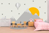 Фотошпалери з зображенням дитячої тематики космосу під розмір, матеріал - вініл на флізеліновій основі - вид 2 мініатюра