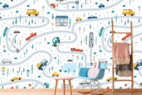 Фотошпалери з зображенням дитячої тематики космосу під розмір, матеріал - вініл на флізеліновій основі - вид 6 мініатюра