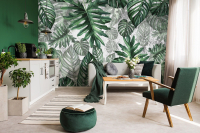 Фотошпалери вініл на флізеліні Квіти 480x250 см Зелене тропічне листя з клеєм (13781W10) - вид 2 мініатюра