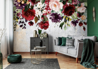 Фотошпалери вінілові 368x254 см Намальовані квіти на стіні (13890W8) + клей - вид 4 мініатюра