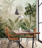 Фотообои флизелиновые 400х280 см Джунгли - Нарисованный тропический лес (13921VX8) + клей - вид 2 миниатюра