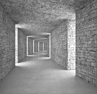 Фотообои виниловые 3D Пространственный коридор туннель с клеем 257x250 см Серый (14036WEXXL)