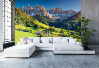 Флизелиновые 3д фотообои фото природы 400х280 см Природный ландшафт Альпийская долина Горы с клеем (14018VX8)