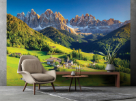 Флізелінові 3д фотошпалери фото природи 400х280 см Природний ландшафт Альпійська долина Гори з клеєм (14018VX8) - вид 2 мініатюра