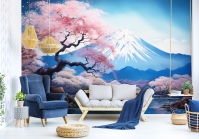 Фотошпалери Японська гармонія з Сакурою і Фудзі пейзаж 368х254 з клеєм (15546V8) - вид 2 мініатюра