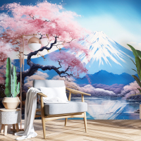 Фотошпалери Японська гармонія з Сакурою і Фудзі пейзаж 368х254 з клеєм (15546V8) - вид 5 мініатюра