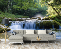 Фотообои Лесной водопад Природа в Доме Пейзаж лес пейзаж с клеем 400х280 см (15631VX8)