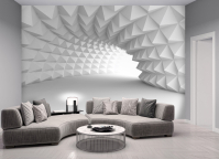 Фотообои флизелиновые 3D пространственный туннель белый оптический с клеем 300х210 см (14183VX6)