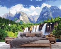 Флизелиновые фотообои Озеро в горах Перспектива на стену с клеем 200х140 см (15651VX4)