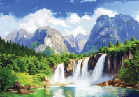 Флизелиновые фотообои Озеро в горах Перспектива на стену с клеем 200х140 см (15651VX4) - вид 1 миниатюра