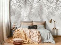 Флизелиновые фото обои серо-бежевые перья 400 x 280 см Природа - Пальмовые листья с клеем (13934VX8) - вид 2 мініатюра