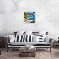 Картина на полотні 3Д Вид з мансардного вікна на море та гори 40х40 см (PP10389O5) - вид 1 мініатюра