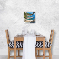 Картина на полотні 3Д Вид з мансардного вікна на море та гори 40х40 см (PP10389O5) - вид 2 мініатюра