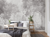 Флизелиновые фотообои с деревьями природа 400x280 см Белый серый лес на светлом фоне под бетон (14299VX8) +клей - вид 3 миниатюра