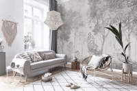 Флізелінові фотошпалери з деревами природа 400x280 см Білий сірий ліс на світлому фоні під бетоном (14299VX8) +клей - вид 4 мініатюра