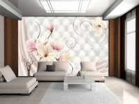 Флізелінові фото шпалери 368x254 см Квіти магнолії та стьобаний візерунок (3274V8)+клей