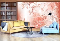 Гостиной флизелиновые фотообои 416x254 см Нарисованные цветы (557VEXXXL)+клей